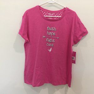 Susan G Komen Women's Tee Shirt "Faith Hope Fight Cure" Size XL 16/18 NEW